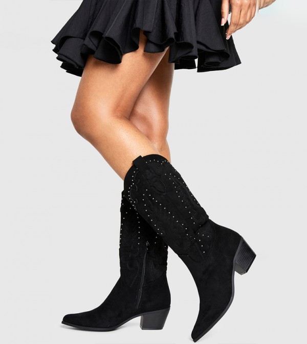 boohoo  Boots - Black Mid Calf Boots