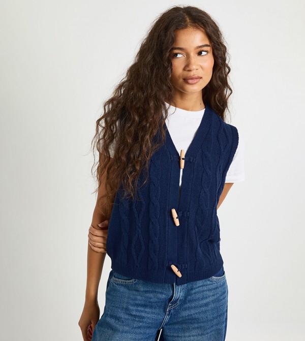 بوهو  سترات - كحلي V-neck Sweaters