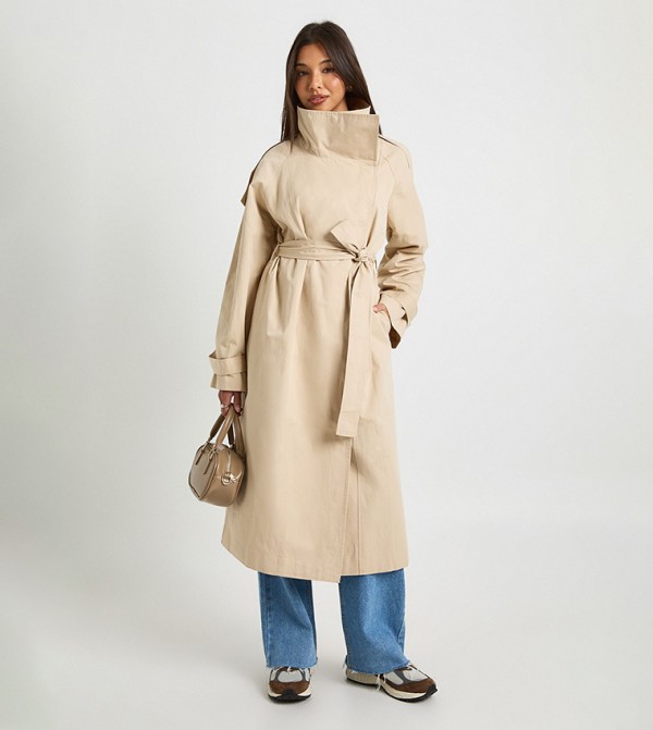 boohoo  Clothing - Beige Overcoats