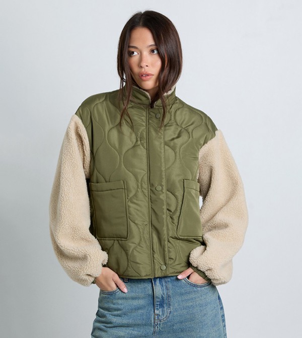 boohoo  Jackets & Coats - Khaki Puffer & Quilted Jackets