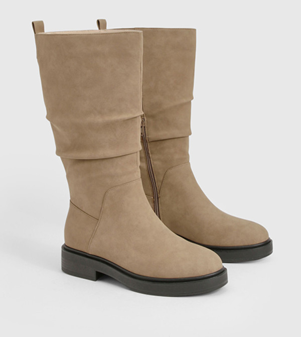 بوهو  بوت لمنتصف الساق - رمادي داكن Mid Calf Boots
