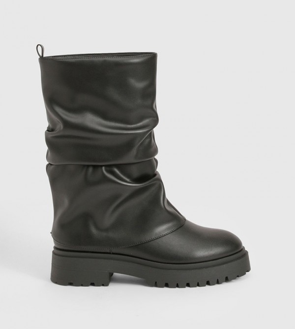 boohoo Boots - Black Mid Calf Boots