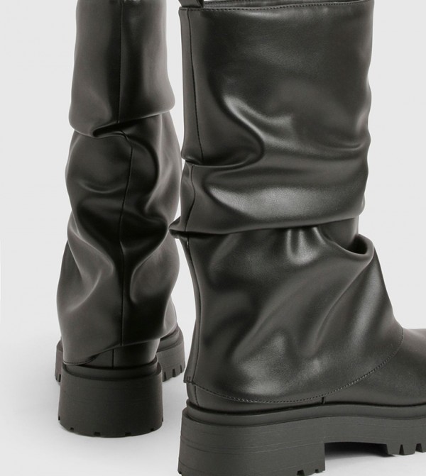 boohoo Boots - Black Mid Calf Boots