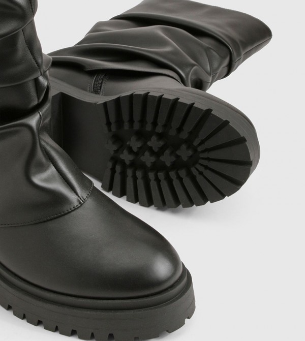 boohoo Boots - Black Mid Calf Boots