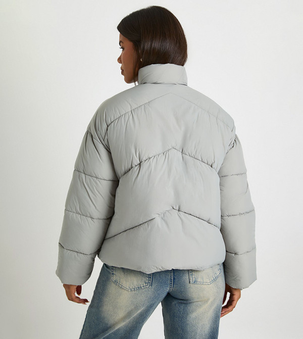 boohoo  Jackets & Coats - Grey Puffer & Quilted Jackets