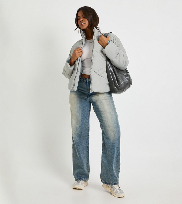 boohoo  Jackets & Coats - Grey Puffer & Quilted Jackets