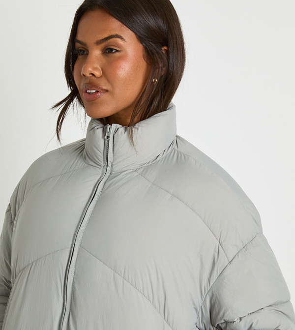 boohoo  Jackets & Coats - Grey Puffer & Quilted Jackets