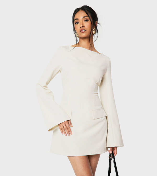 boohoo boohoo - Ecru Casual Dresses