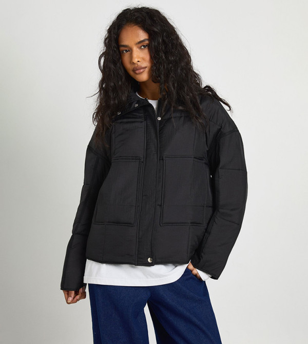 boohoo Puffer & Quilted Jackets - Black Puffer & Quilted Jackets