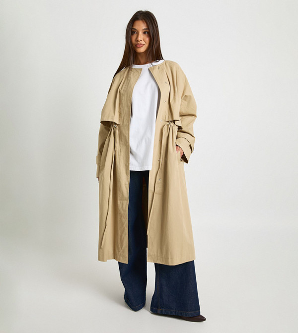 boohoo Jackets & Coats - Beige Overcoats