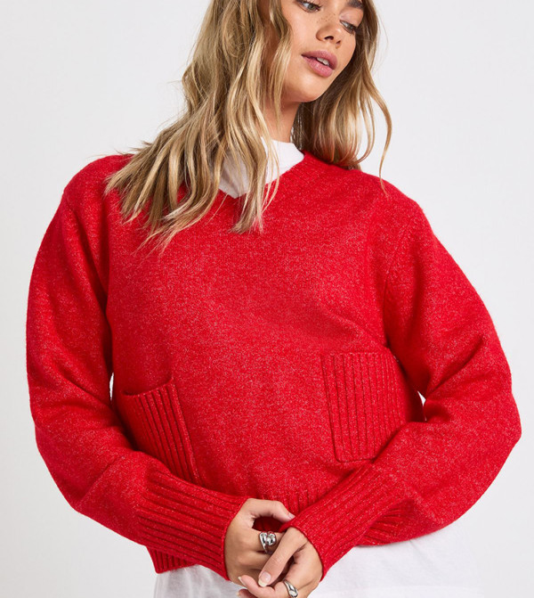 بوهو  سترات - أحمر V-neck Sweaters
