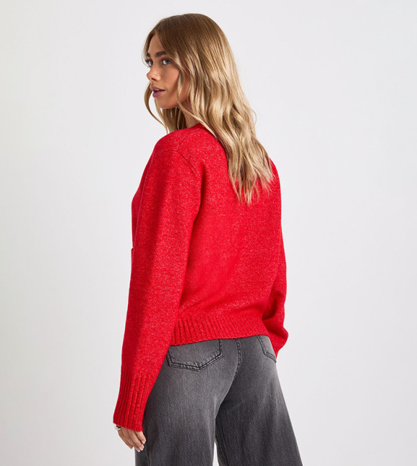 بوهو  سترات - أحمر V-neck Sweaters