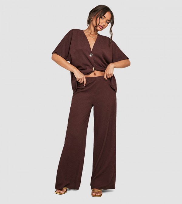 boohoo  Pants & Leggings - Brown Casual Pants