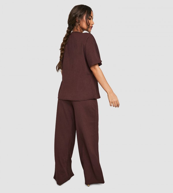 boohoo  Pants & Leggings - Brown Casual Pants