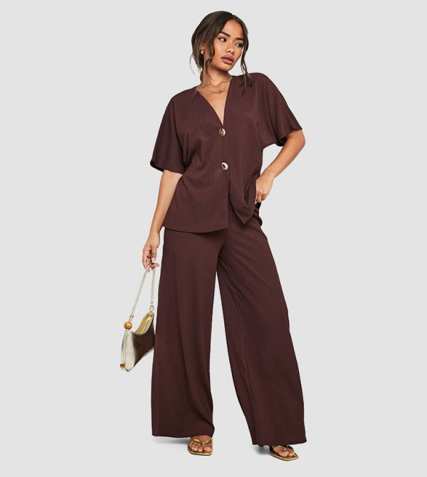 boohoo  Pants & Leggings - Brown Casual Pants