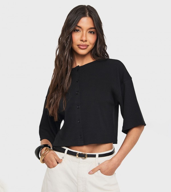 boohoo  Clothing - Black Cropped Tops