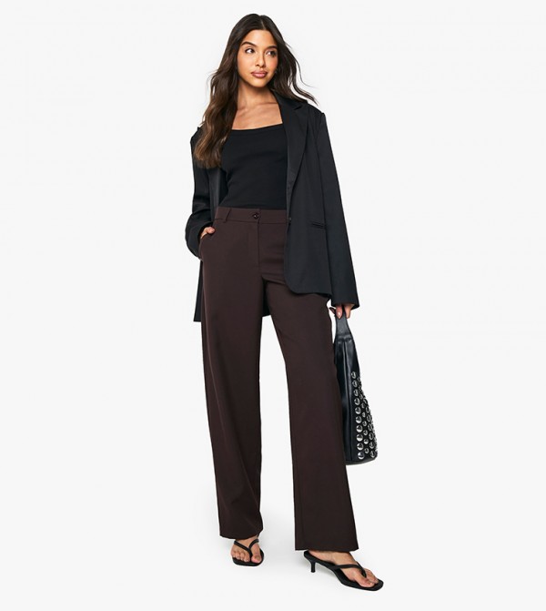 boohoo Pants & Leggings - Dark Brown Casual Pants