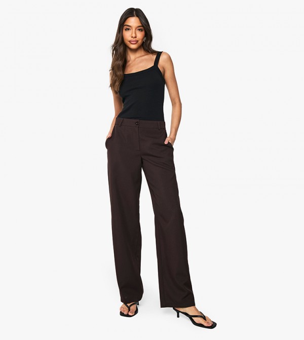 boohoo Pants & Leggings - Dark Brown Casual Pants