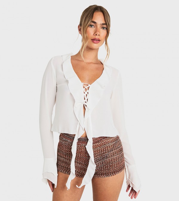 boohoo boohoo - Ecru Cropped Tops