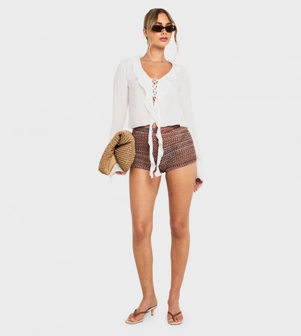 boohoo boohoo - Ecru Cropped Tops