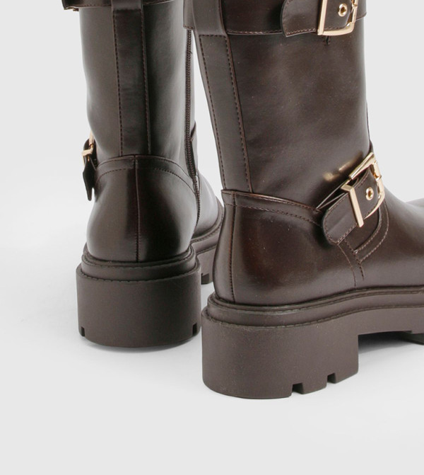 بوهو  بوت لمنتصف الساق - بني  Mid Calf Boots