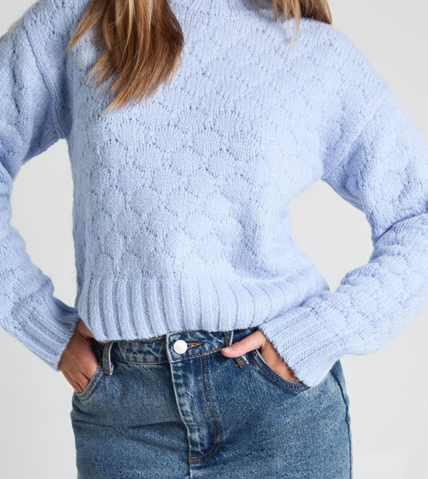 بوهو  سترات - أزرق Round Neck Sweaters