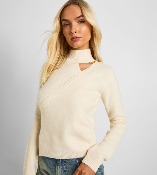 بوهو  سترات - بيج Round Neck Sweaters