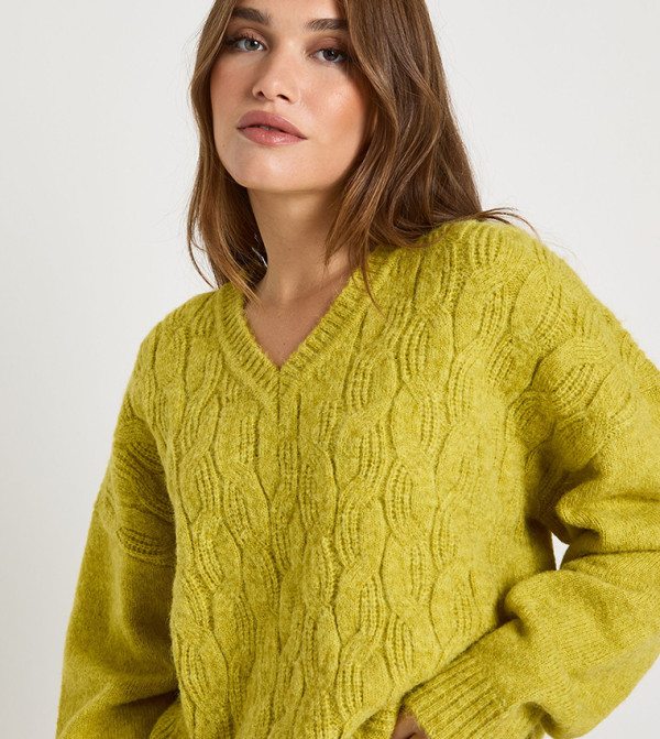 boohoo  Sweaters - Yellow V-neck Sweaters