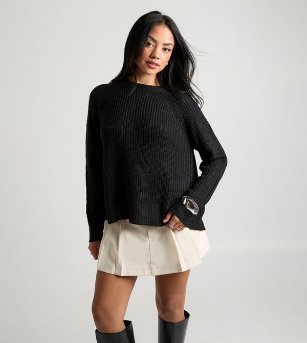 بوهو  سترات - أسود Round Neck Sweaters