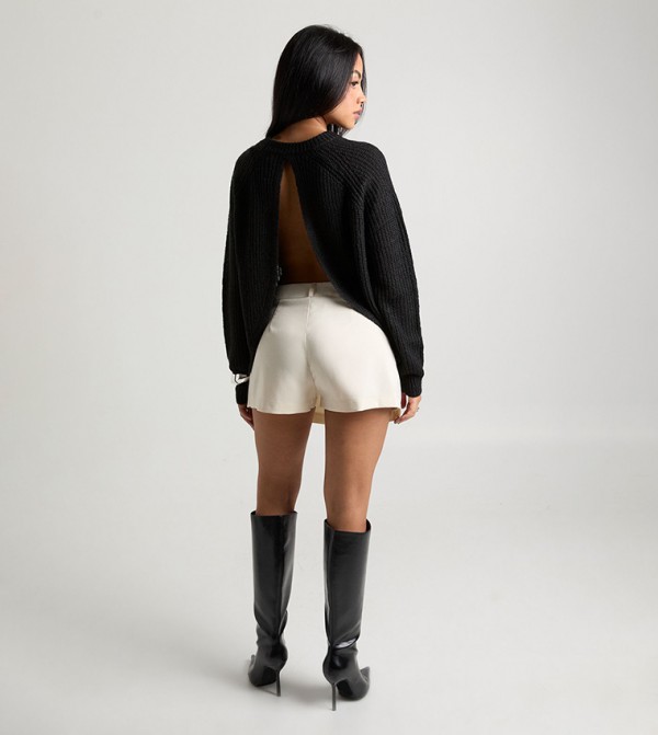 بوهو  سترات - أسود Round Neck Sweaters