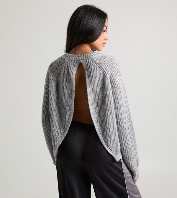 بوهو  سترات - رمادي Round Neck Sweaters