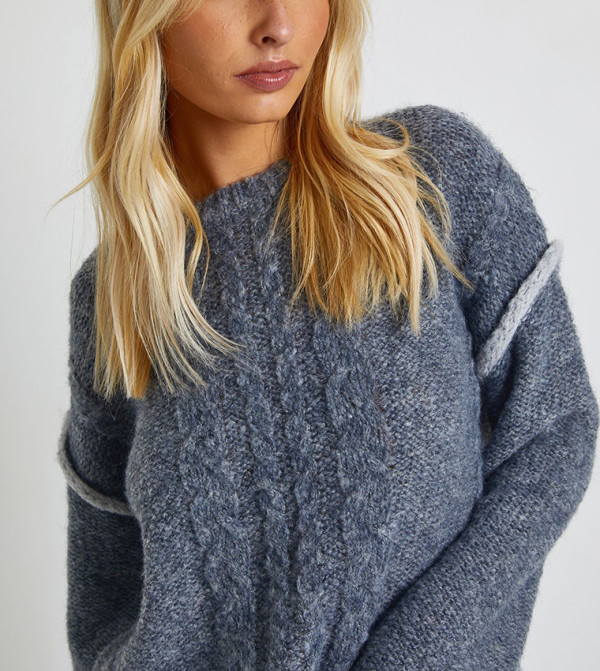 بوهو  سترات - فحمي Round Neck Sweaters