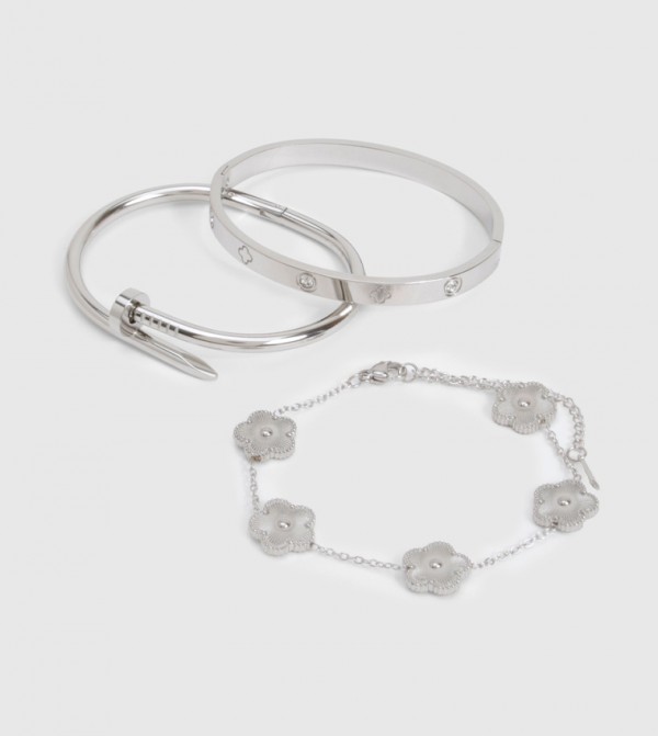 بوهو مجوهرات - فضي أساور