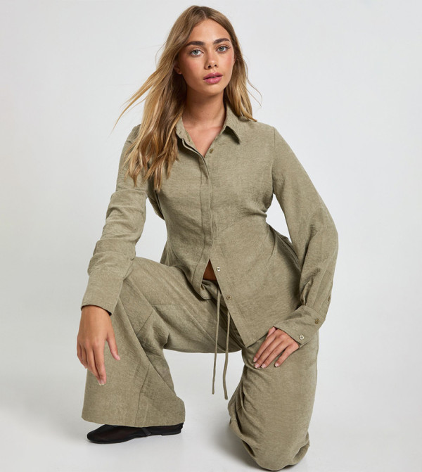 بوهو  أطقم ملابس - زيتي  Co-Ord Set