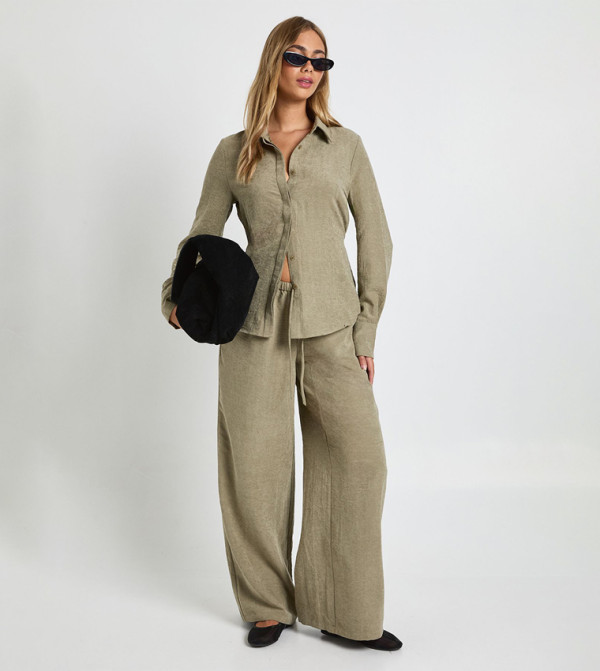 بوهو  أطقم ملابس - زيتي  Co-Ord Set