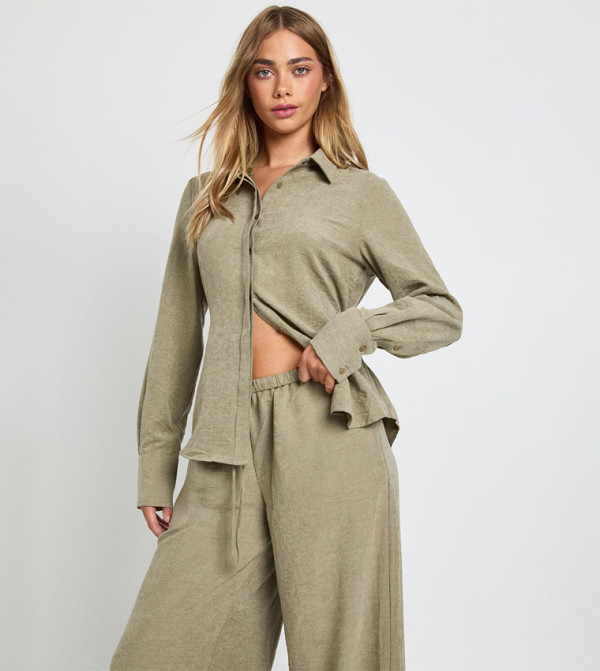 بوهو  أطقم ملابس - زيتي  Co-Ord Set