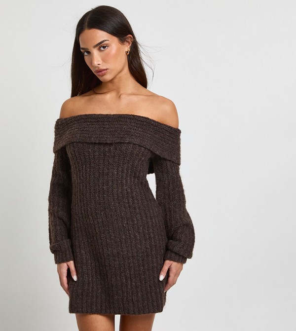 بوهو  فساتين - بني  Mini Dresses