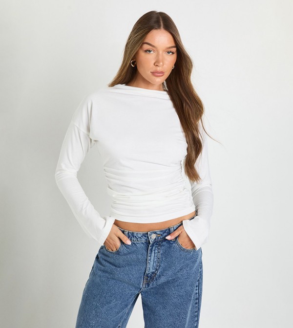 boohoo Long Sleeve T-Shirts - White Long Sleeve T-Shirts