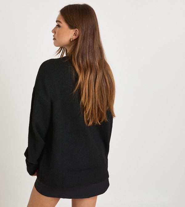 boohoo Sweaters & Cardigans - Black Round Neck Sweaters