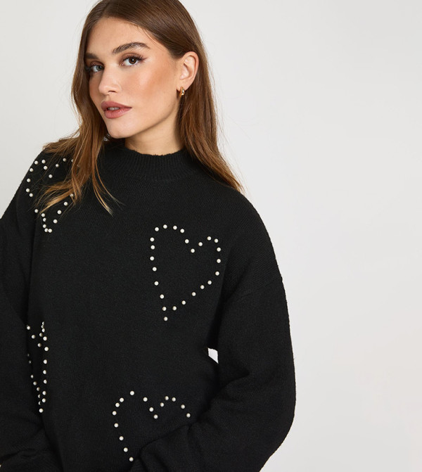 boohoo Sweaters & Cardigans - Black Round Neck Sweaters