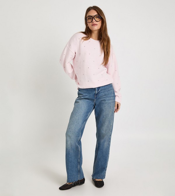 boohoo Sweaters - Pink Round Neck Sweaters