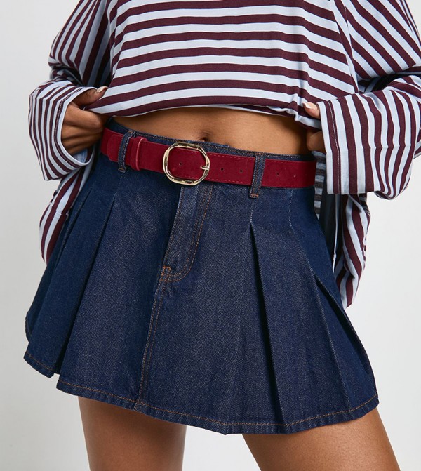 بوهو  أحزمة - أحمر Non Leather Belts