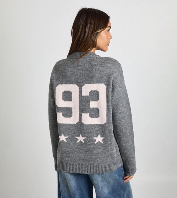 بوهو  سترات - رمادي Round Neck Sweaters