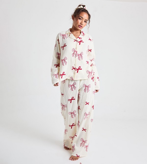 بوهو ملابس نوم - كريمي Pyjama Set