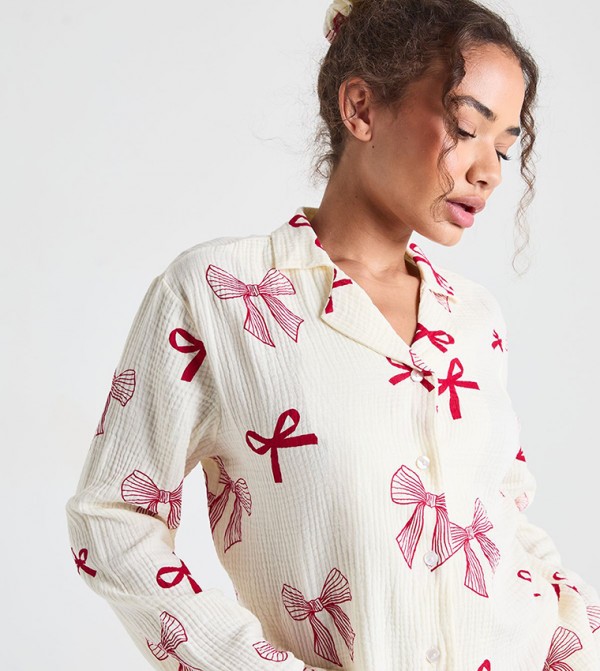 بوهو ملابس نوم - كريمي Pyjama Set