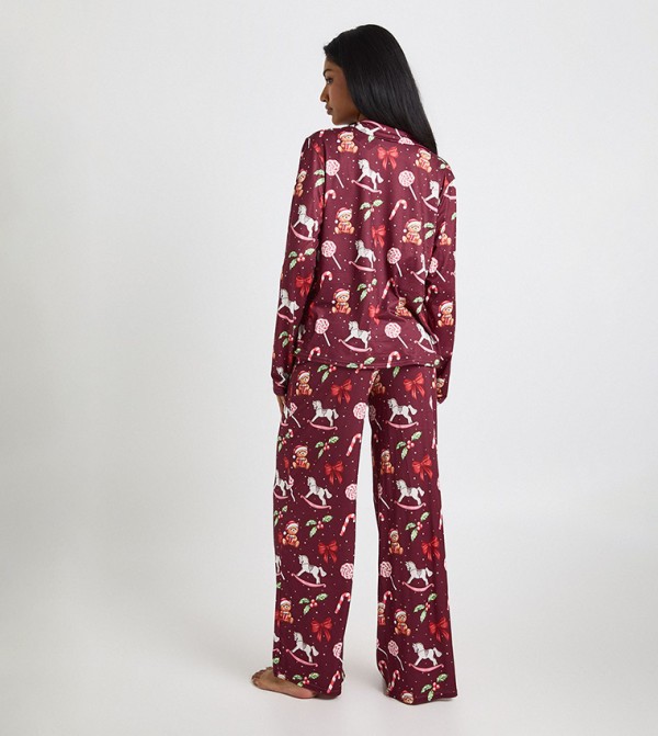 boohoo boohoo - Burgundy Pyjama Set