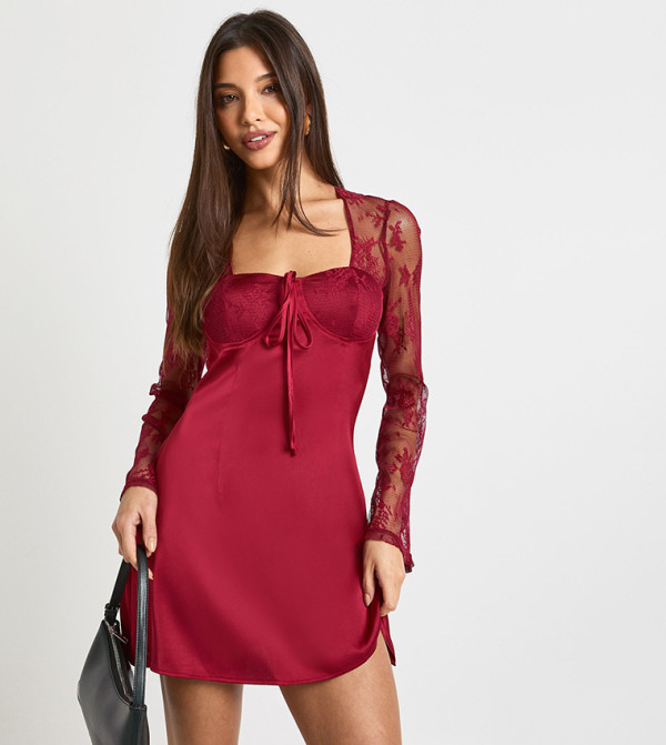 بوهو فساتين - بورغندي Mini Dresses