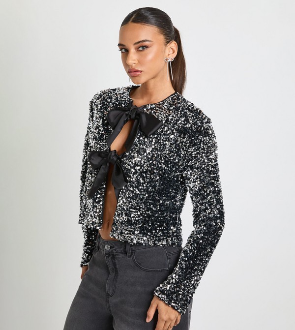 بوهو  بلوزات - فضي Casual Tops