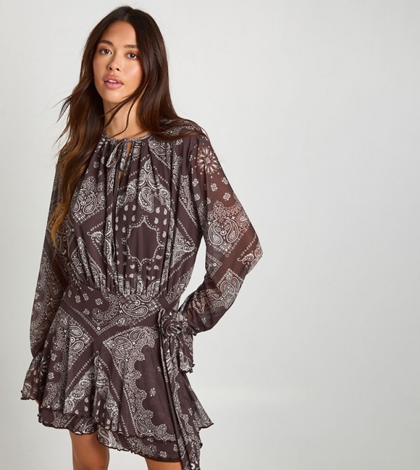 بوهو  فساتين - بني  Mini Dresses