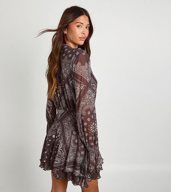 بوهو  فساتين - بني  Mini Dresses